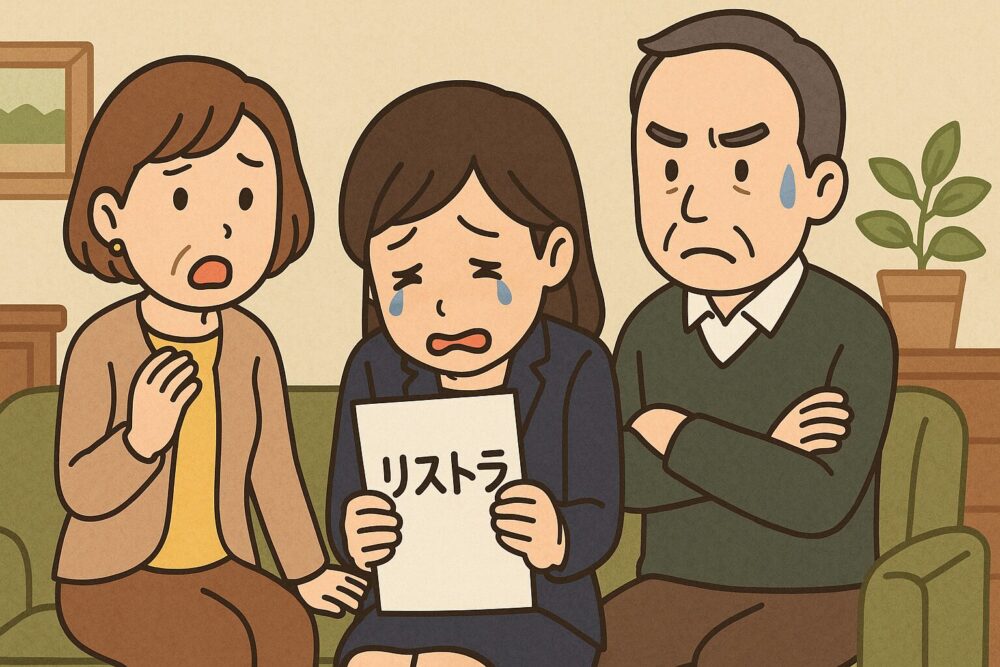 リストラが家族にバレるイメージ図