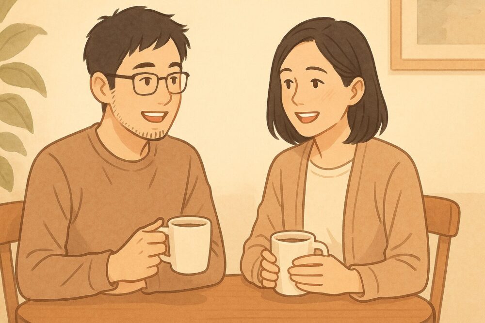 話し合いをする男女のイメージ図