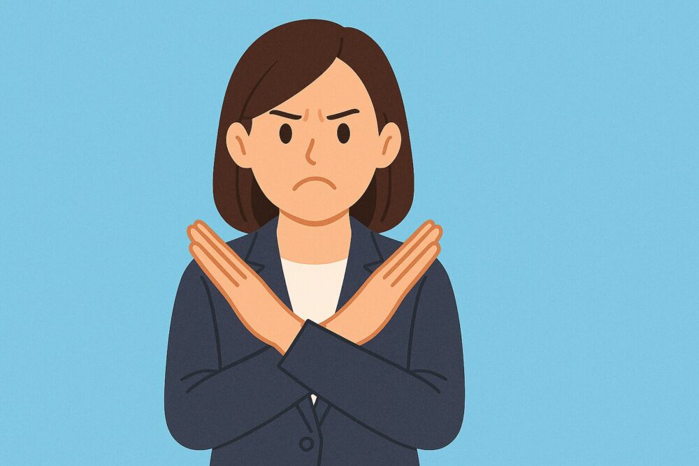 禁止する女性のイメージ図