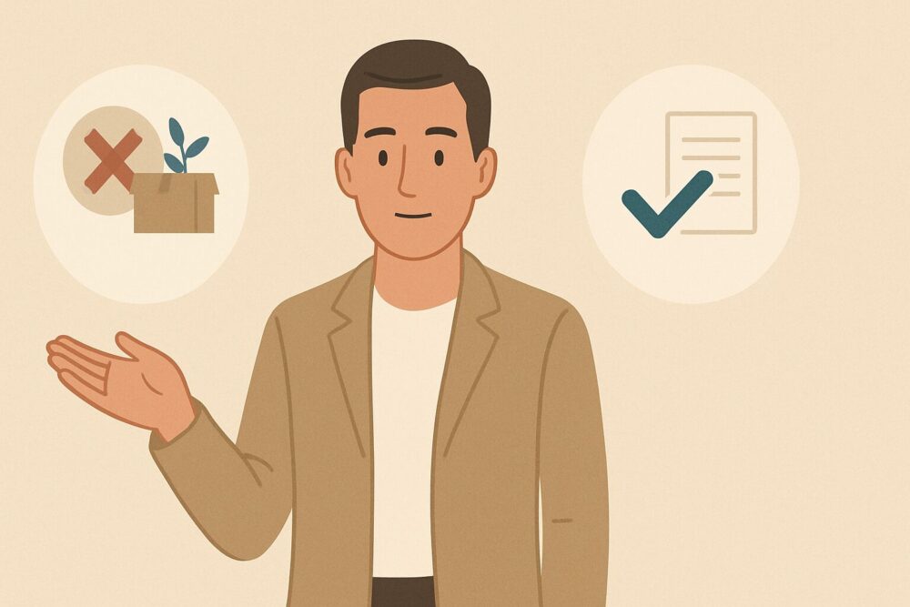 違いを説明する男性
