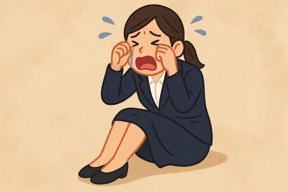 泣いているスーツの女性のイメージ図