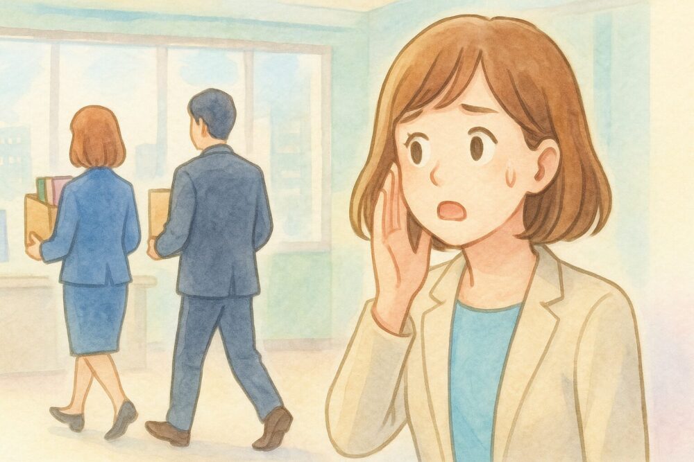 職場でみんなが去っていくイメージ図