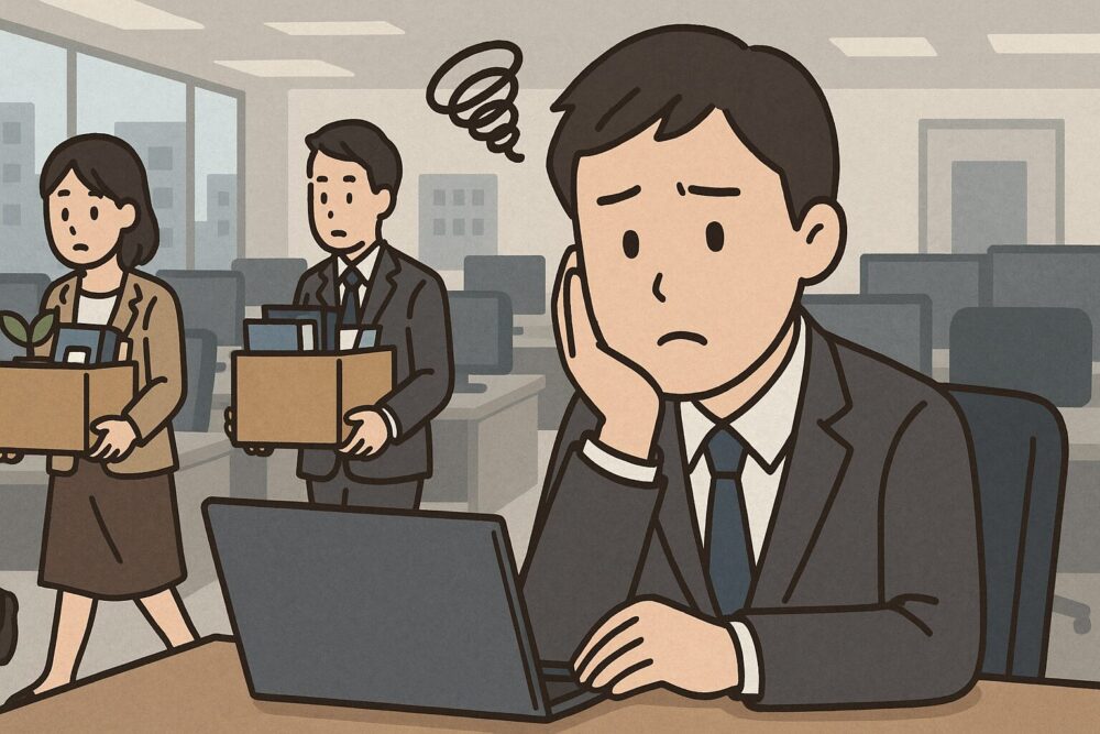 周りの人が退職しているイメージ図