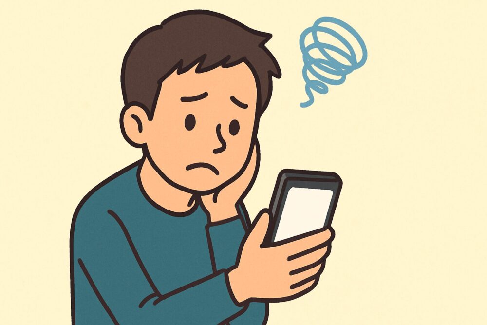 連絡がなくて困る男性