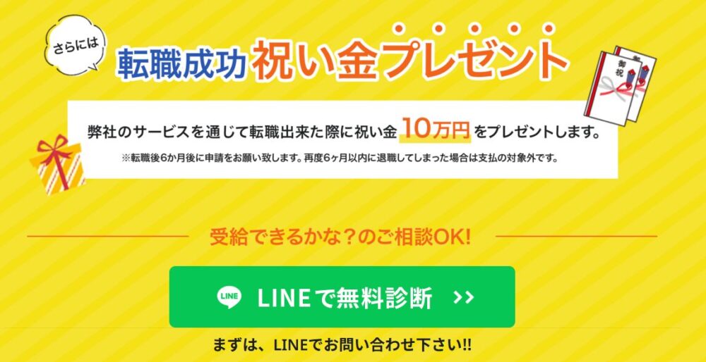 転職×退職サポート窓口の転職祝い金のイメージ図