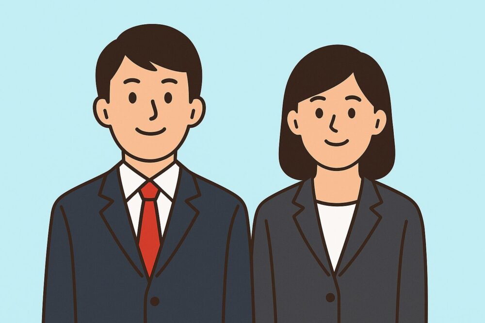 スーツ姿の男女2人の相談担当者のイラスト
