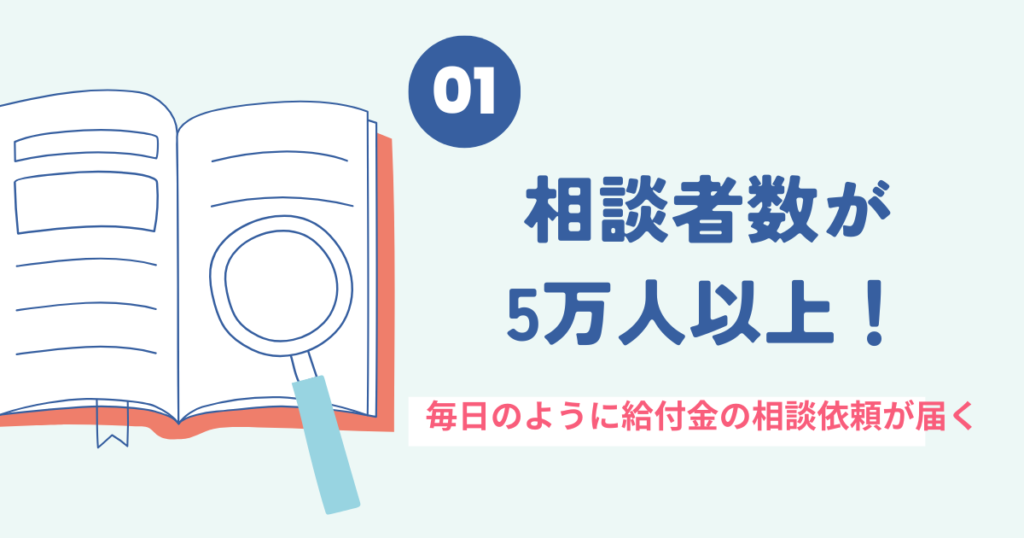 給付金の相談者数が五万人以上いる説明図