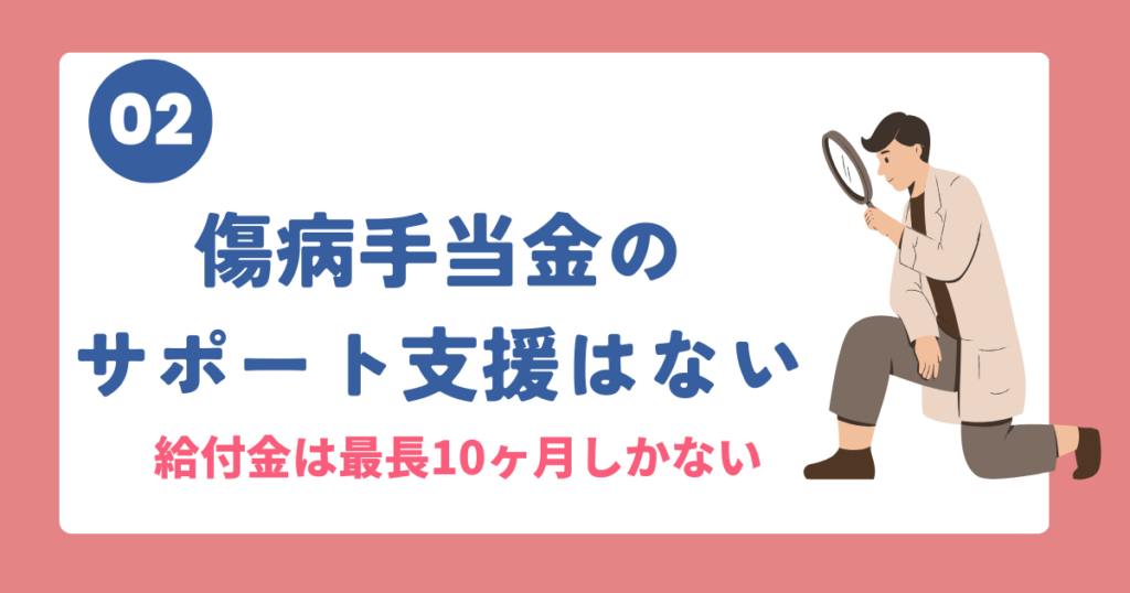 傷病手当金のサポートがない点を示す説明